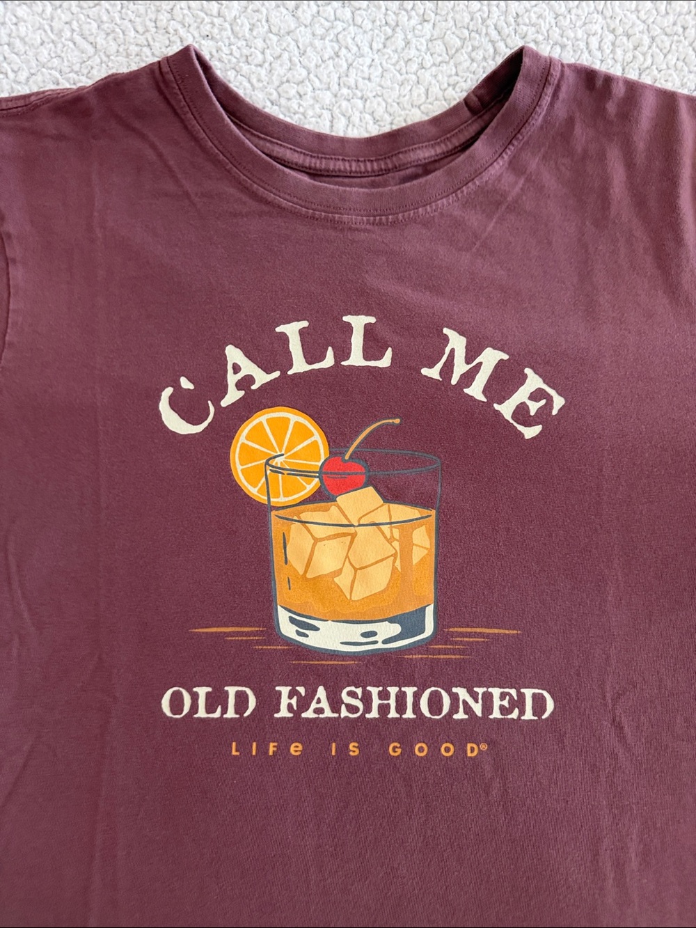 Life Is Good Maroon 'Call Me' Old Fashioned Graphic Tee